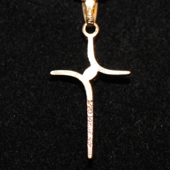 14K GF Vintage Gold Filled Crucifix Cross Pendant - Picture 2 of 8